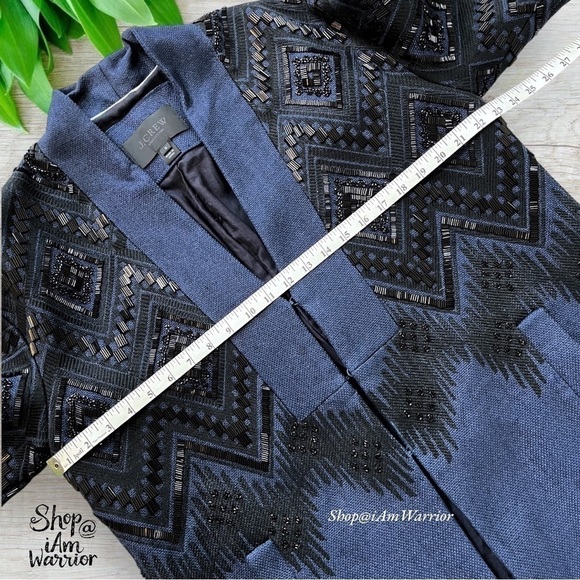 J.Crew Collection black beaded embroidered linen navy topcoat *shop@iamwarrior - Picture 9 of 15